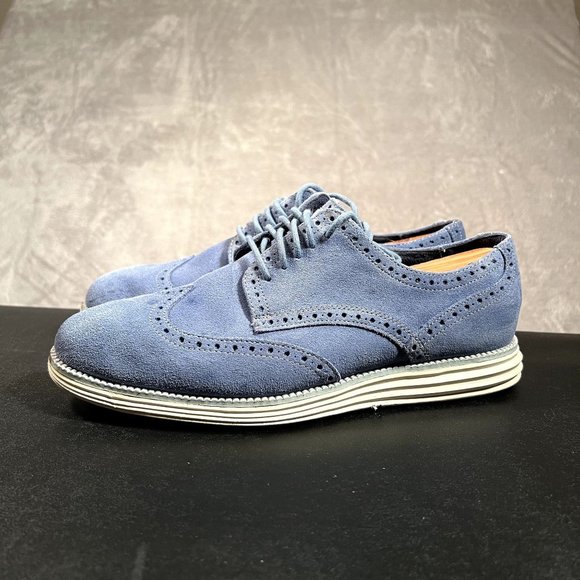 Cole Haan Original Grand Wingtip Oxford Men's 9.5 Wide Blue Shoes - Picture 3 of 10